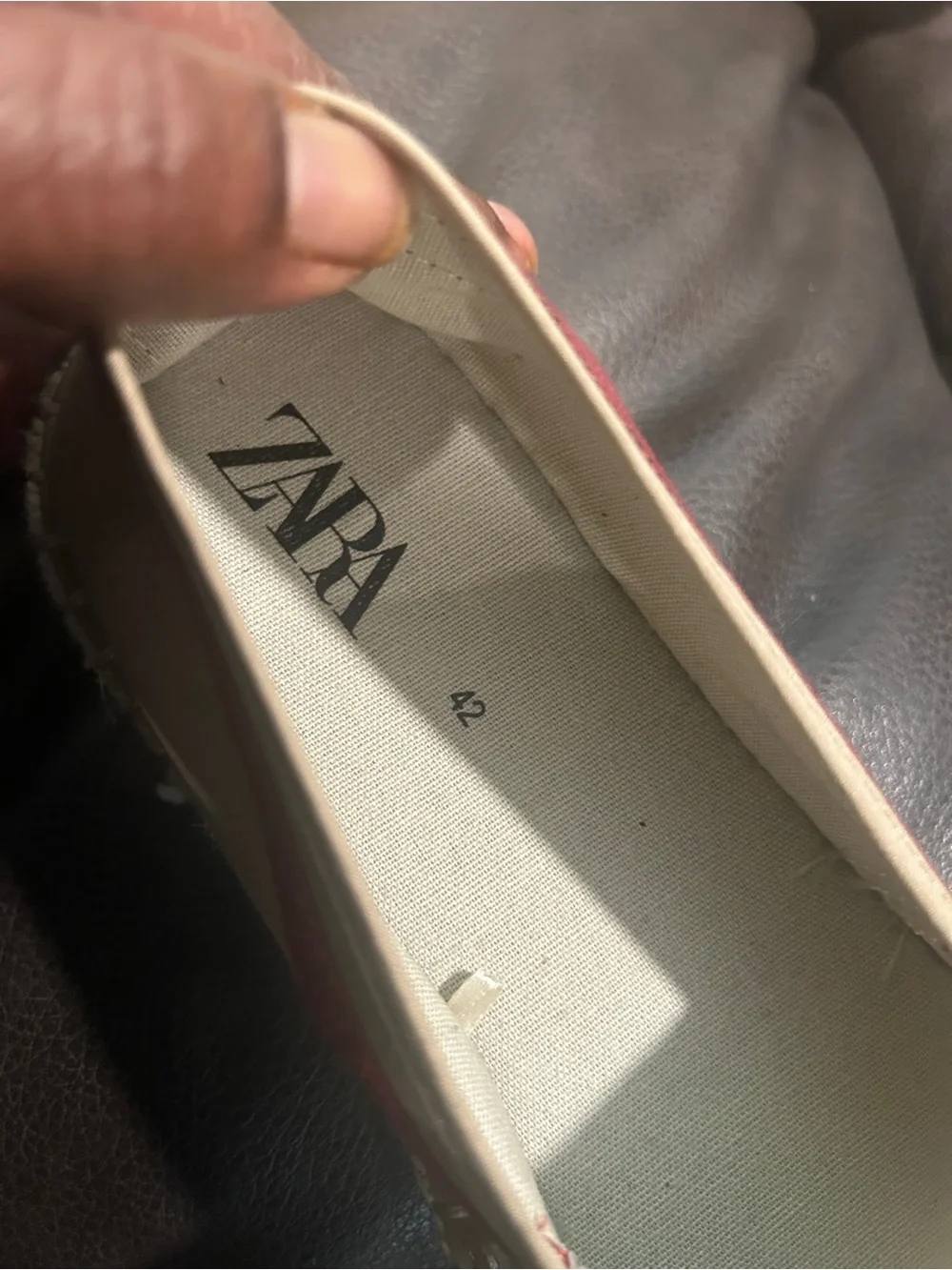 Zara Cream Canvas Slip-On Espadrilles with Red Heel Stripe